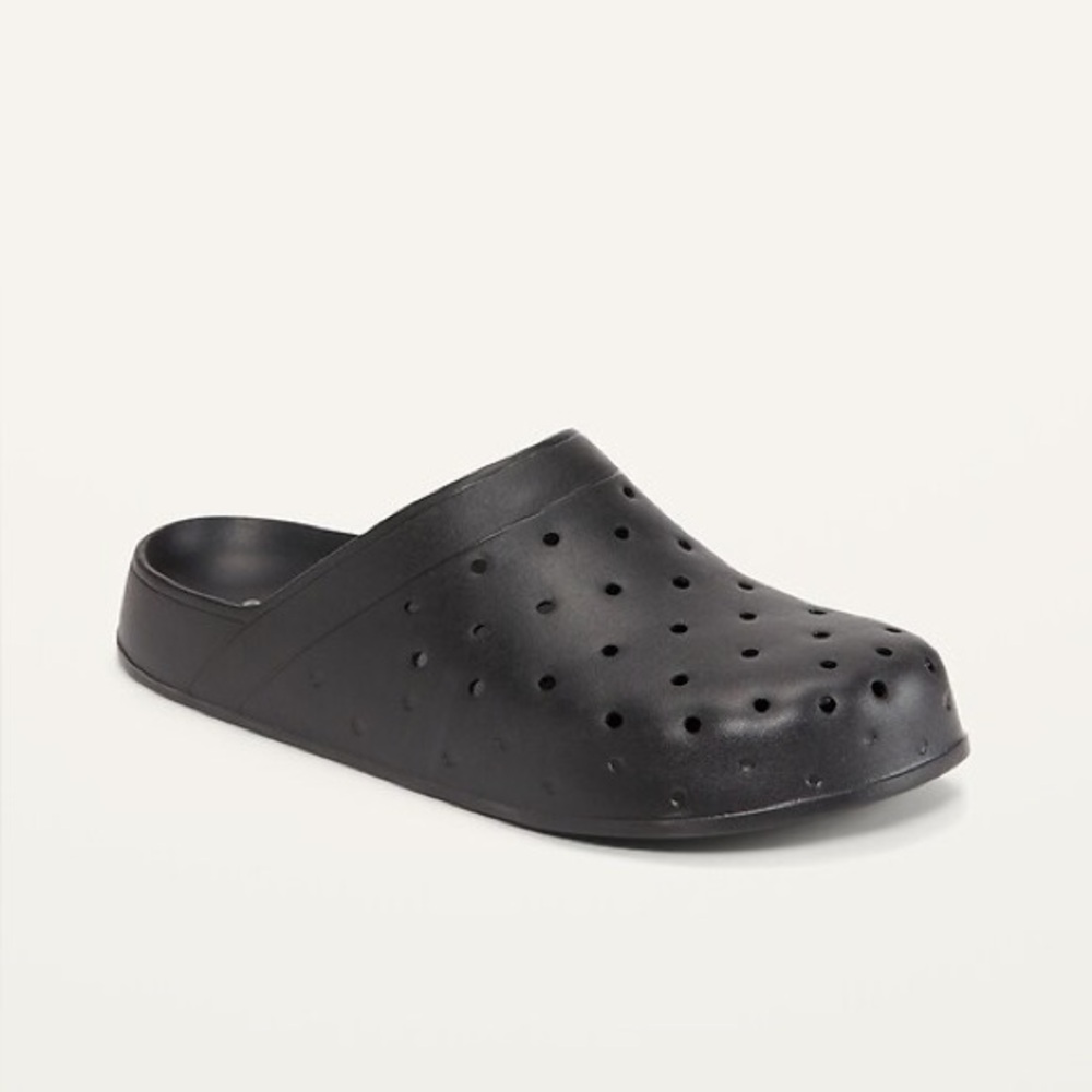 Old Navy Black Perforated Clog Shoes Partially Plant-Based Solid Blackjack 9 - Picture 5 of 5